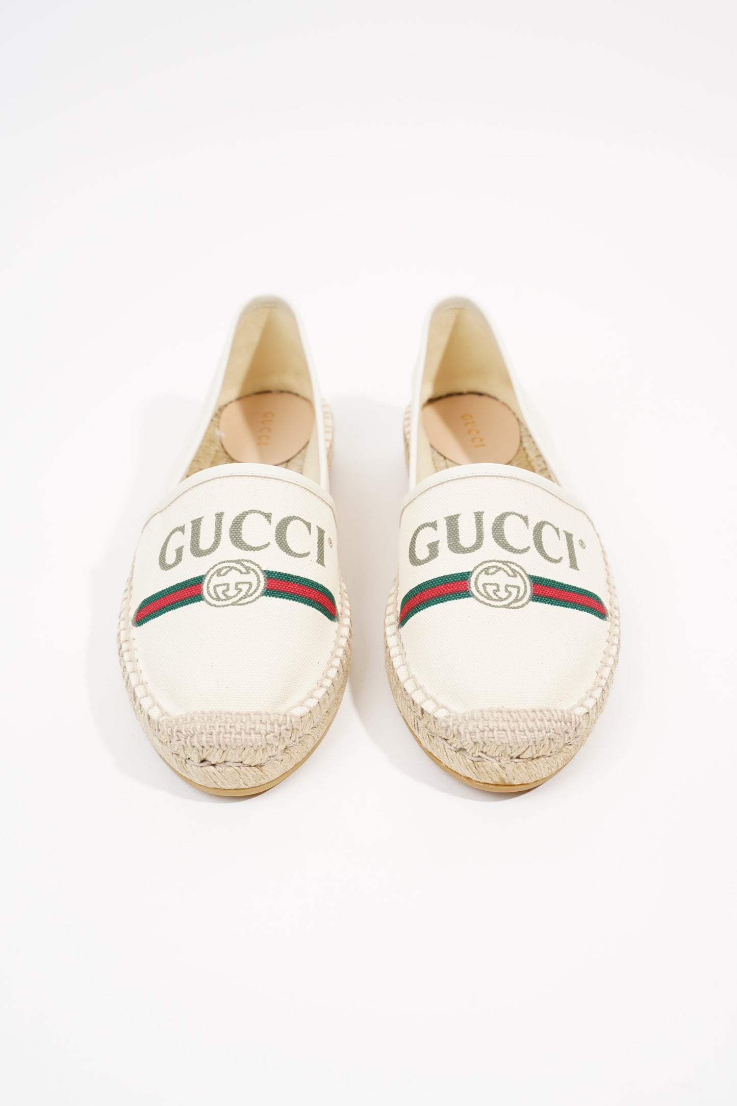 Gucci Womens Logo Print Espadrilles Cream EU 38.5 / UK 5.5