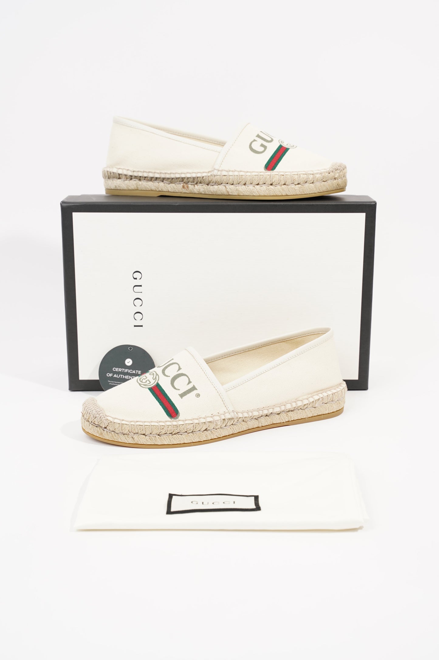 Gucci Womens Logo Print Espadrilles Cream EU 38.5 / UK 5.5