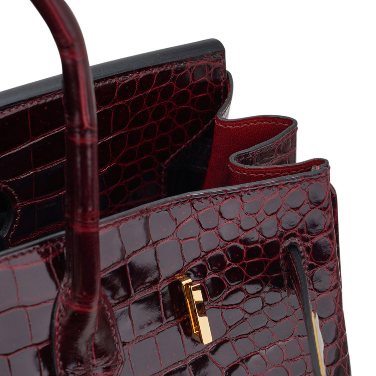 Hermes Special Order HSS Birkin 35 Bag Bordeaux Porosus Crocodile with Gold Hardware