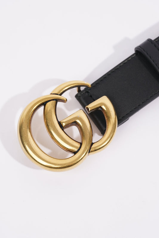 Gucci Womens Marmont Belt Black / Gold 75-30