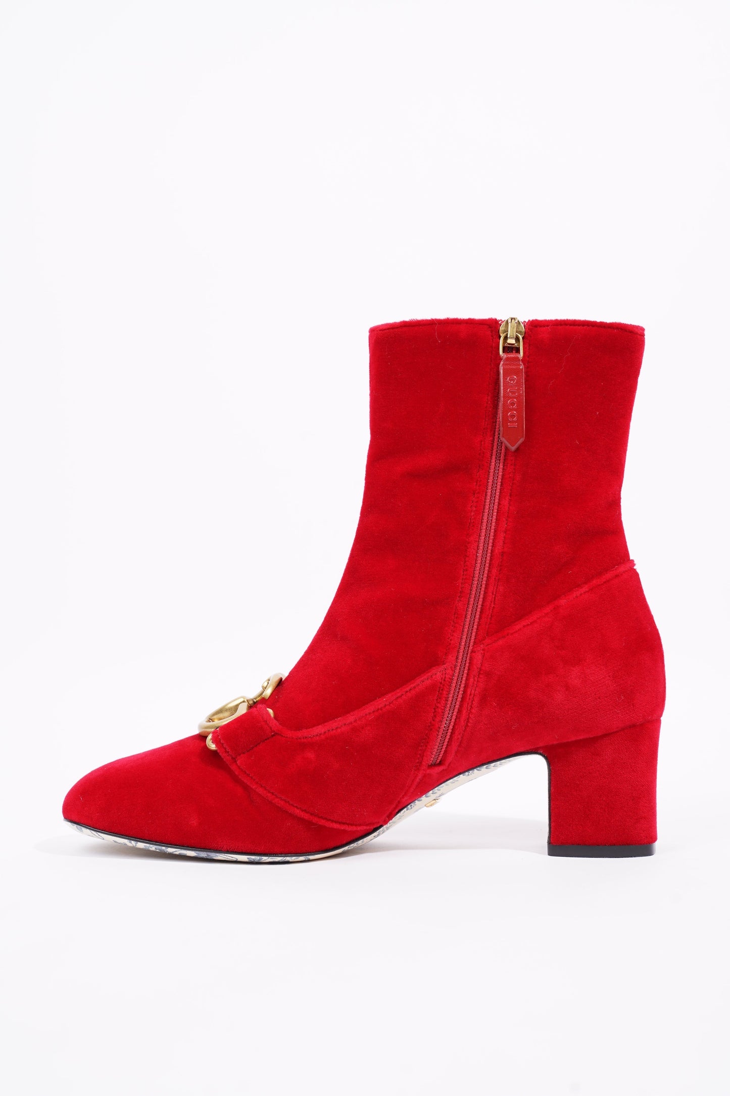 Gucci Womens GG Ankle Boot Red Velvet EU 38.5 / UK 5.5