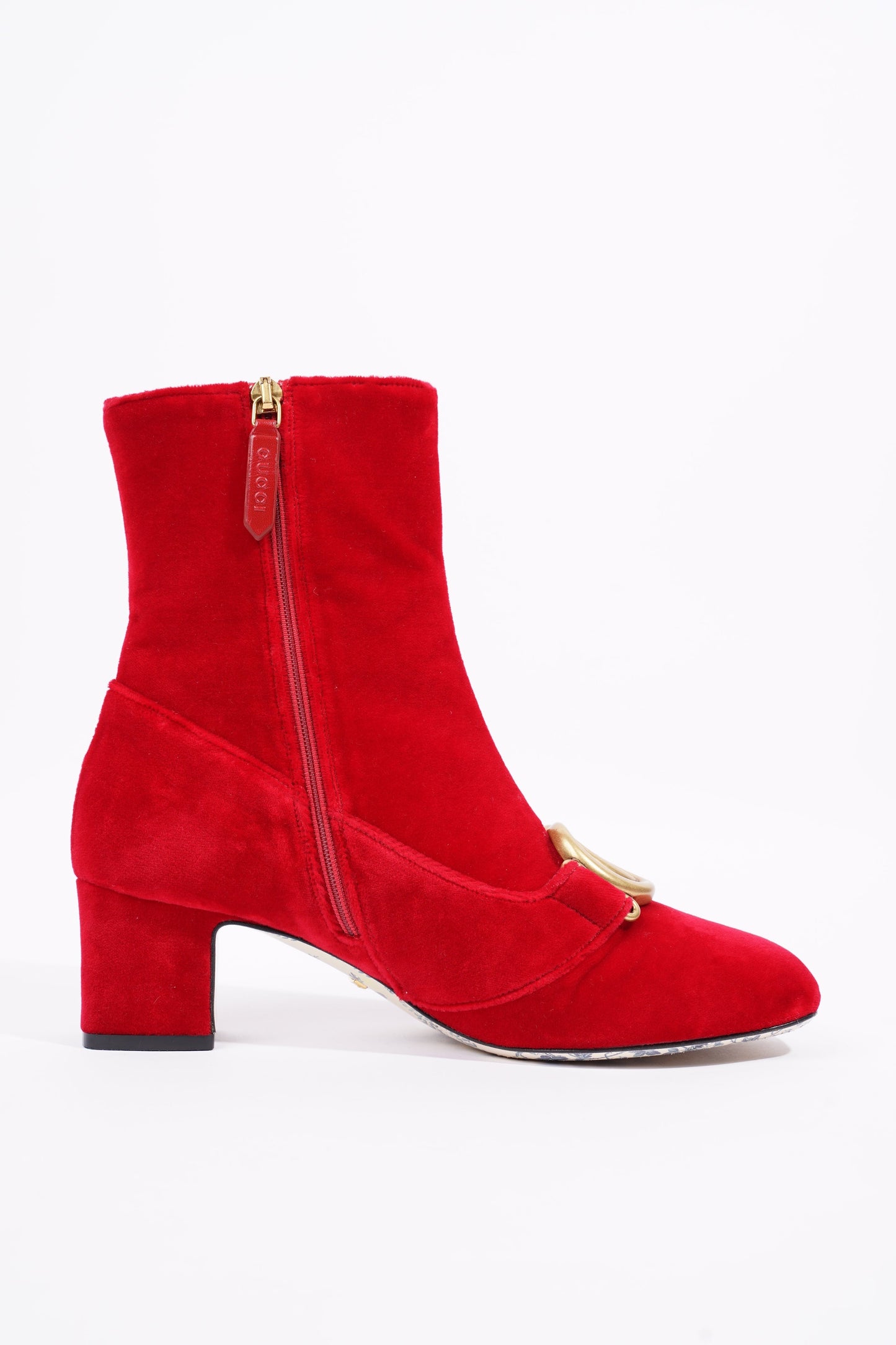 Gucci Womens GG Ankle Boot Red Velvet EU 38.5 / UK 5.5