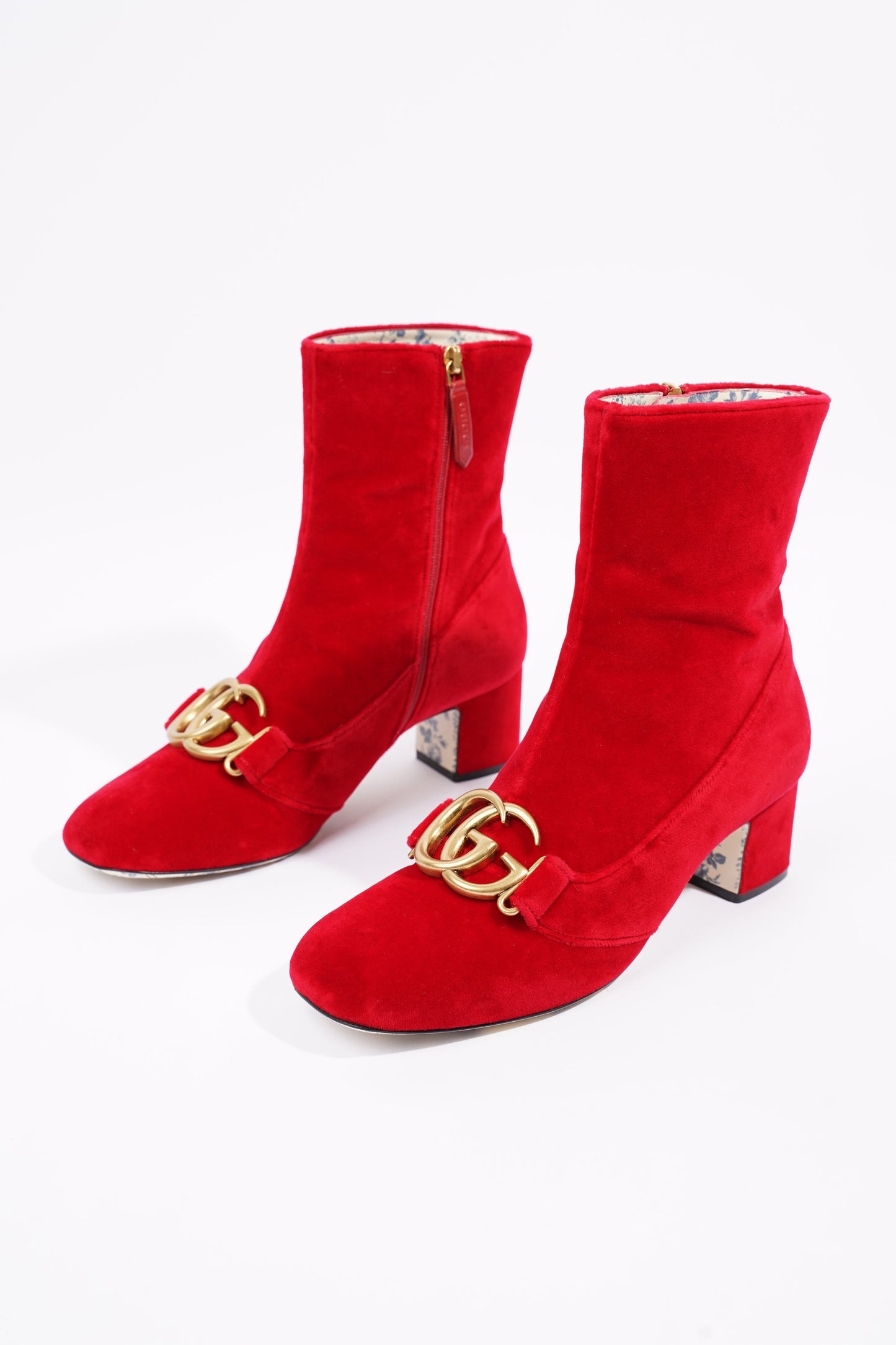 Gucci Womens GG Ankle Boot Red Velvet EU 38.5 / UK 5.5