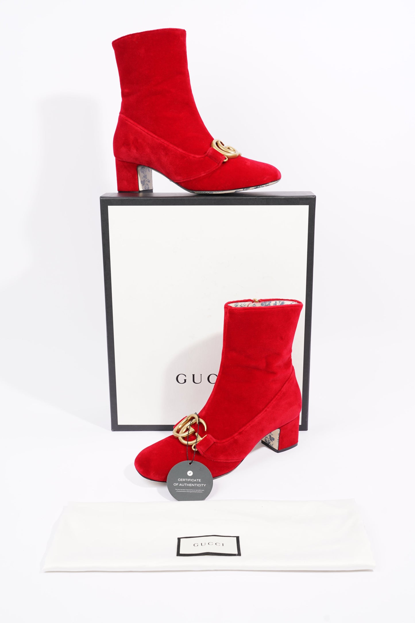 Gucci Womens GG Ankle Boot Red Velvet EU 38.5 / UK 5.5