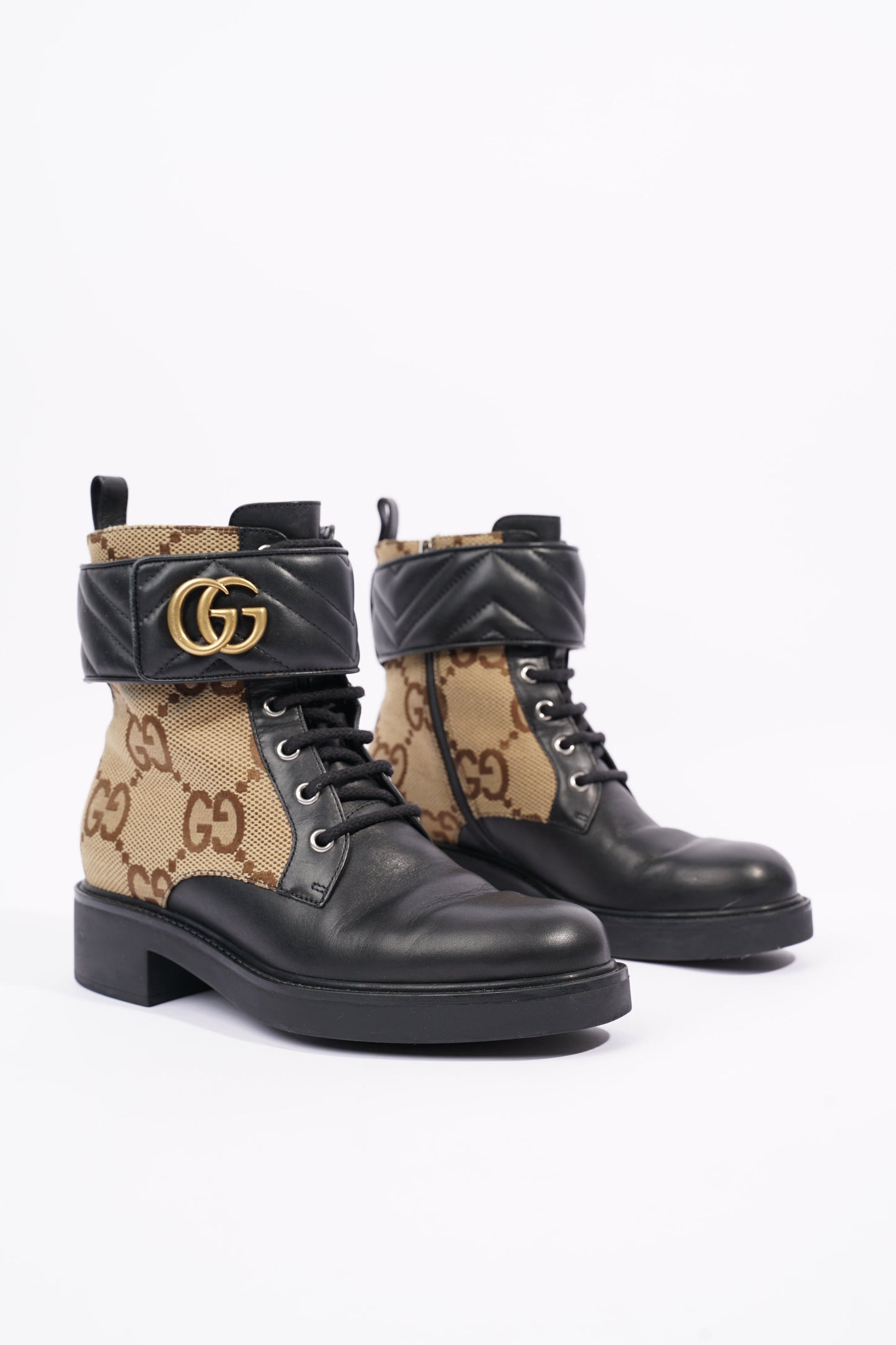 Gucci Womens Ankle Boot With Double G Beige / Ebony EU 38 / UK 5