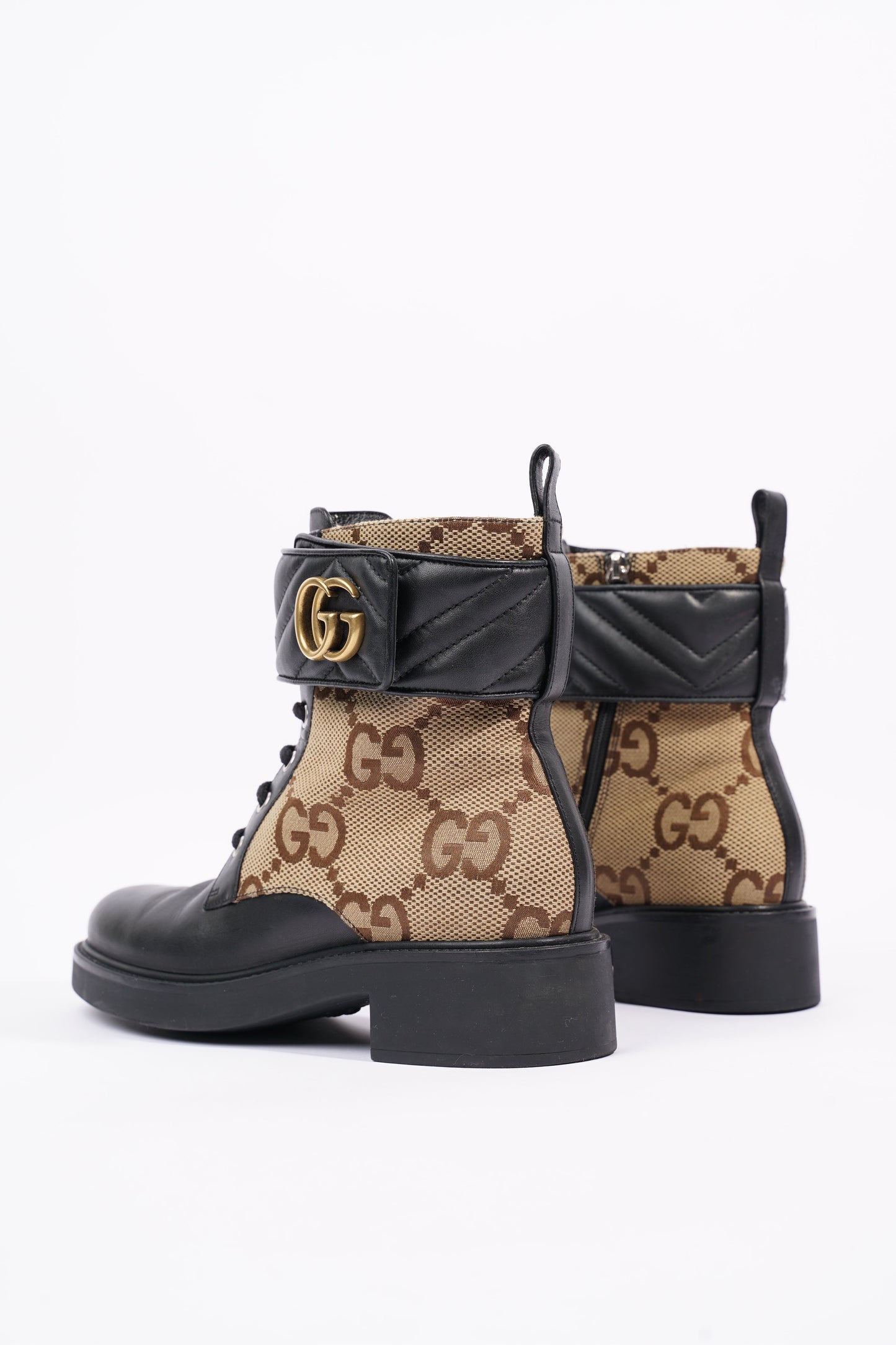 Gucci Womens Ankle Boot With Double G Beige / Ebony EU 38 / UK 5