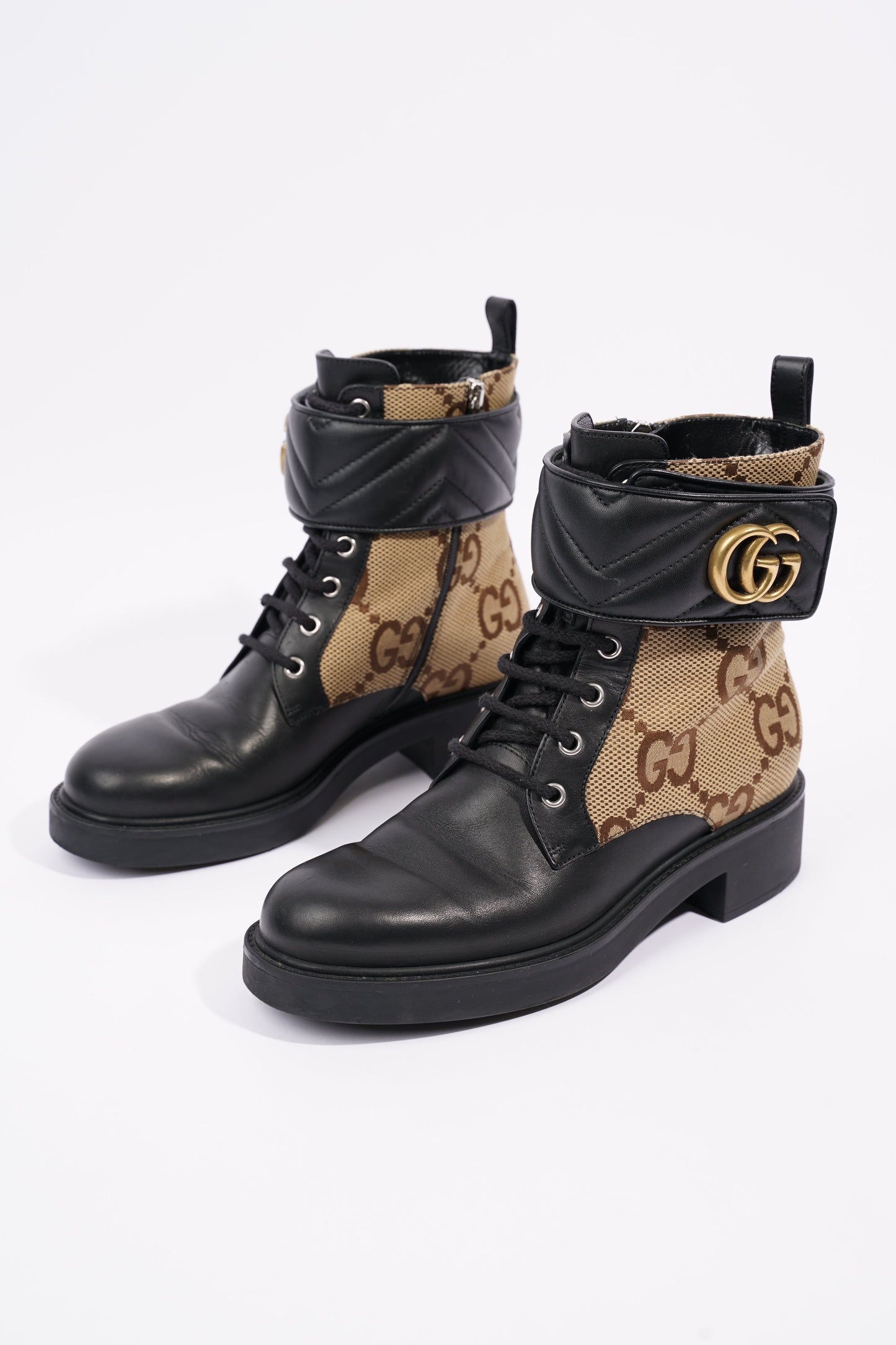 Gucci Womens Ankle Boot With Double G Beige / Ebony EU 38 / UK 5