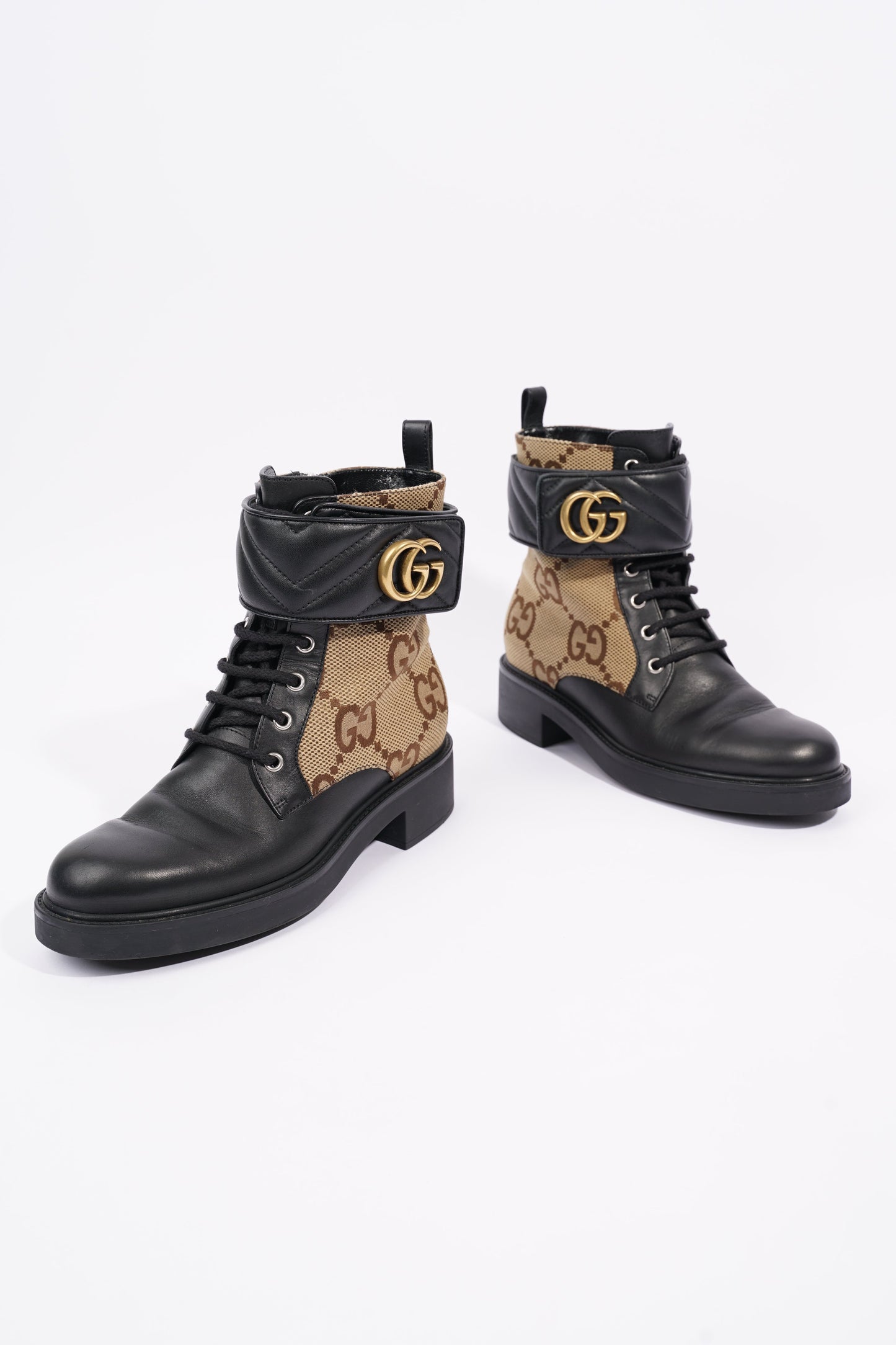 Gucci Womens Ankle Boot With Double G Beige / Ebony EU 38 / UK 5