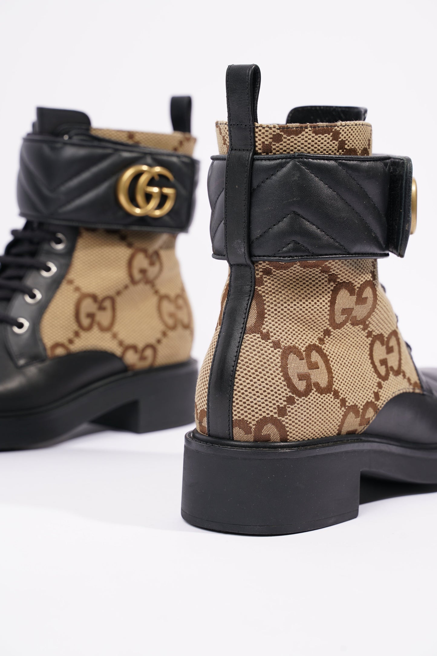 Gucci Womens Ankle Boot With Double G Beige / Ebony EU 38 / UK 5