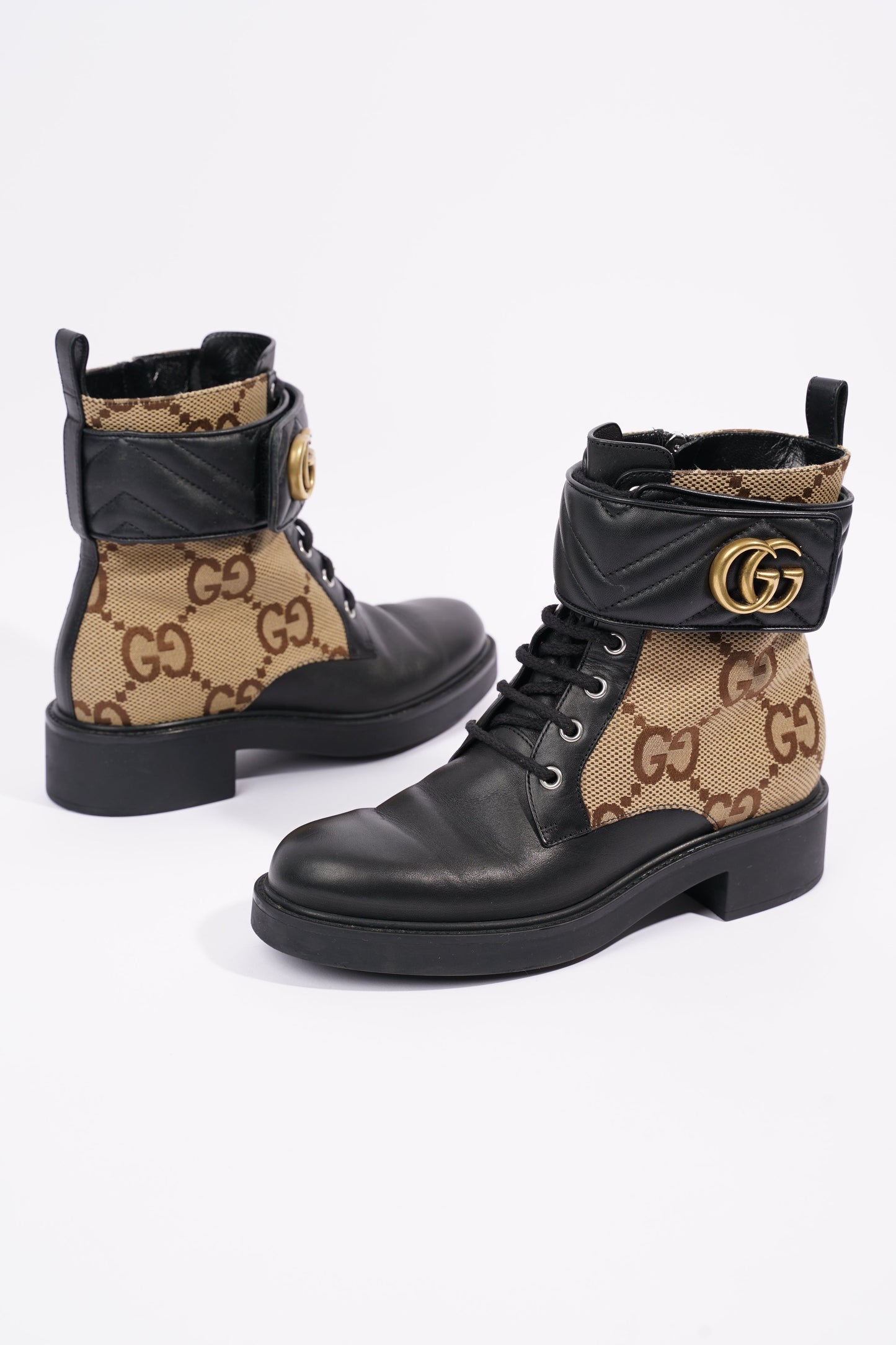 Gucci Womens Ankle Boot With Double G Beige / Ebony EU 38 / UK 5