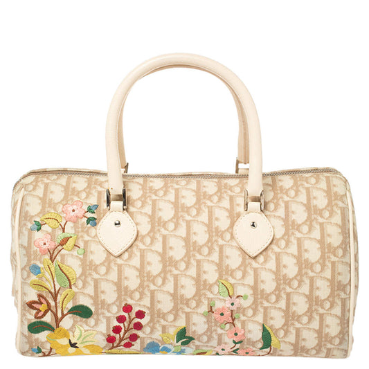 Dior Floral Embroidered Boston Bag