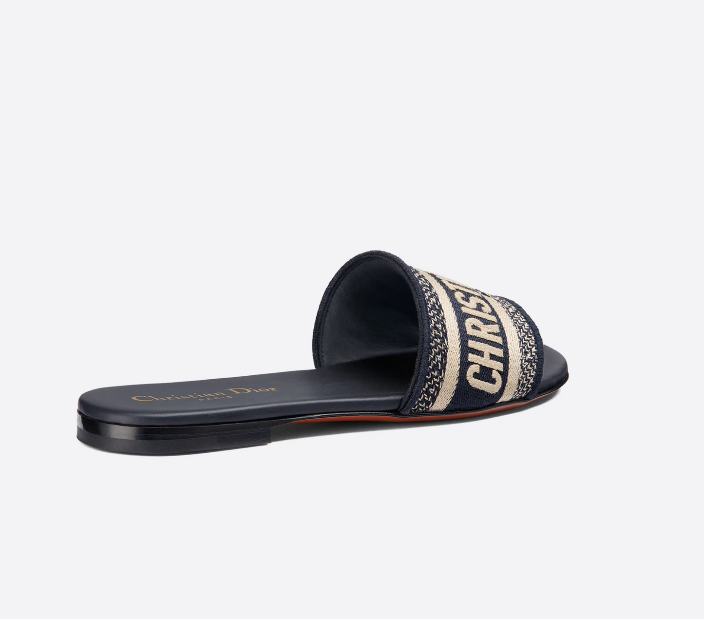 DIOR DWAY SLIDE Deep Blue Embroidered Cotton