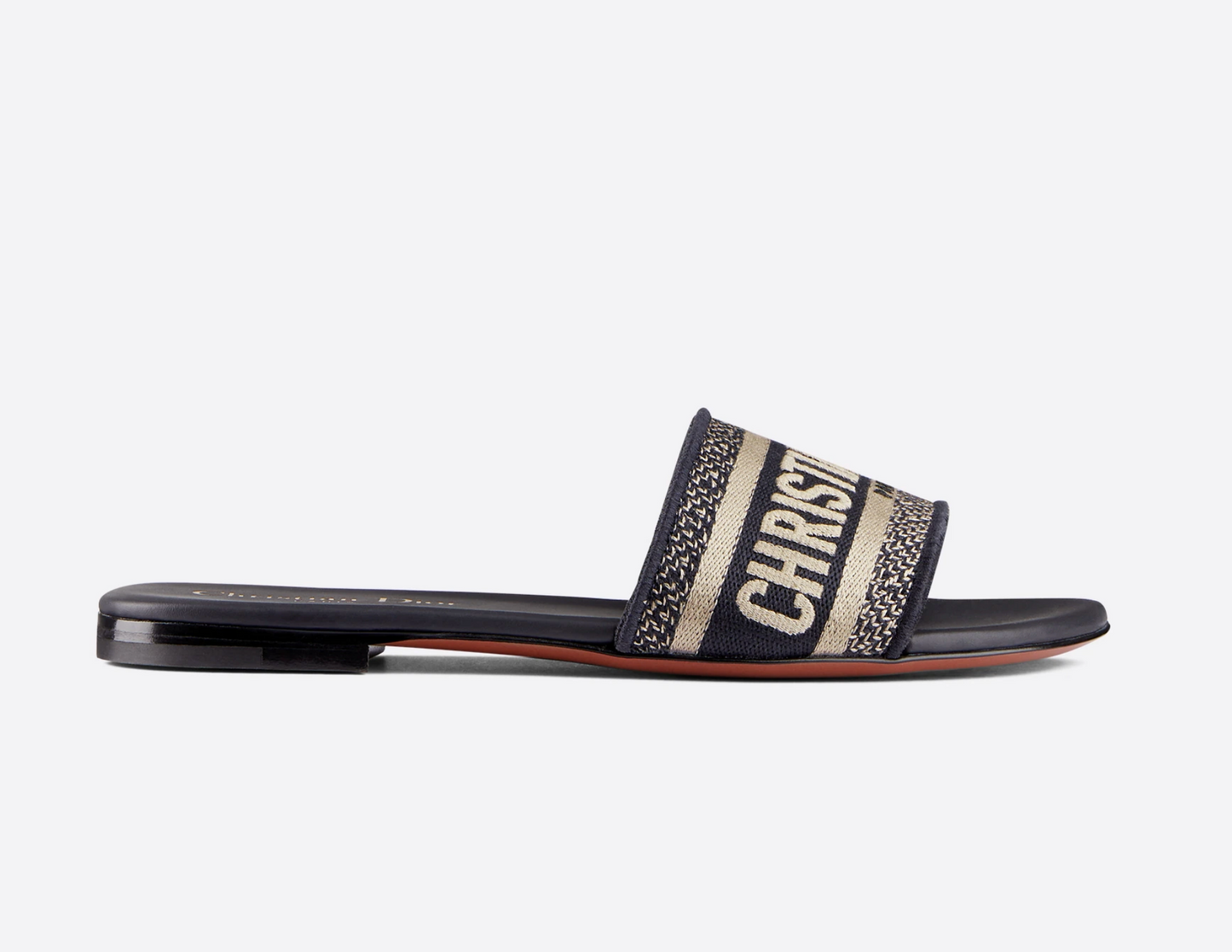 DIOR DWAY SLIDE Deep Blue Embroidered Cotton