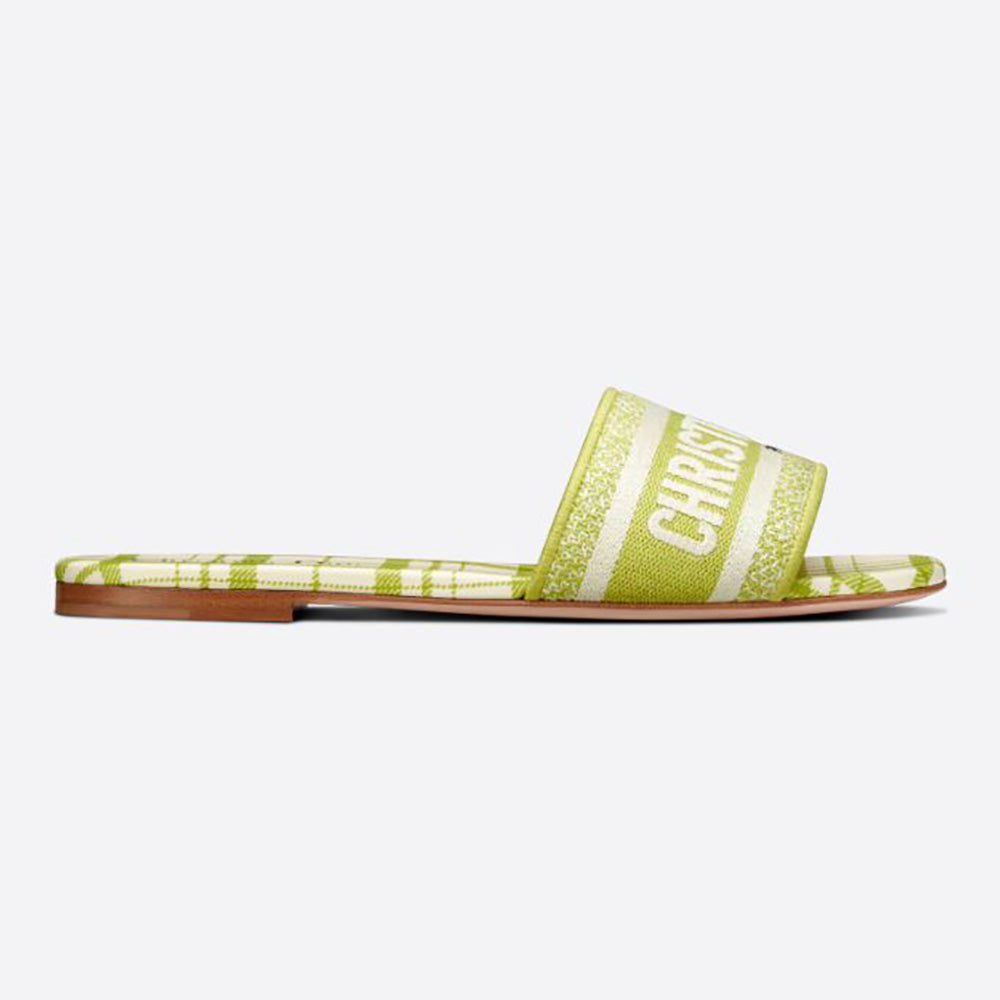 DIOR DWAY LIME N CHECK EMBROIDERY SLIDES