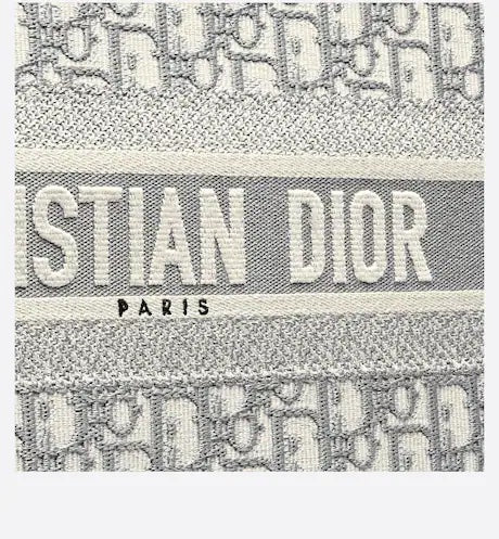 DIOR LARGE BOOK TOTE GRAY DIOR OBLIQUE EMBROIDERY