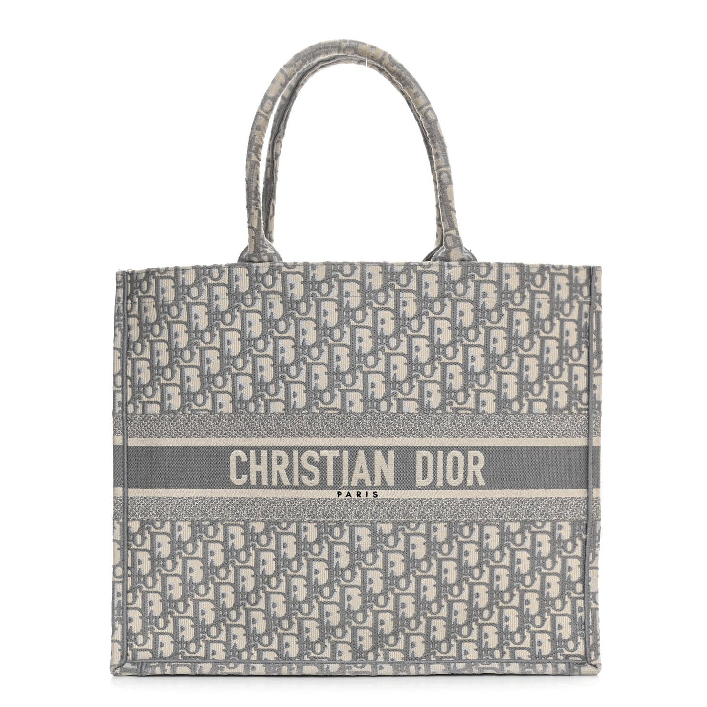 DIOR LARGE BOOK TOTE GRAY DIOR OBLIQUE EMBROIDERY