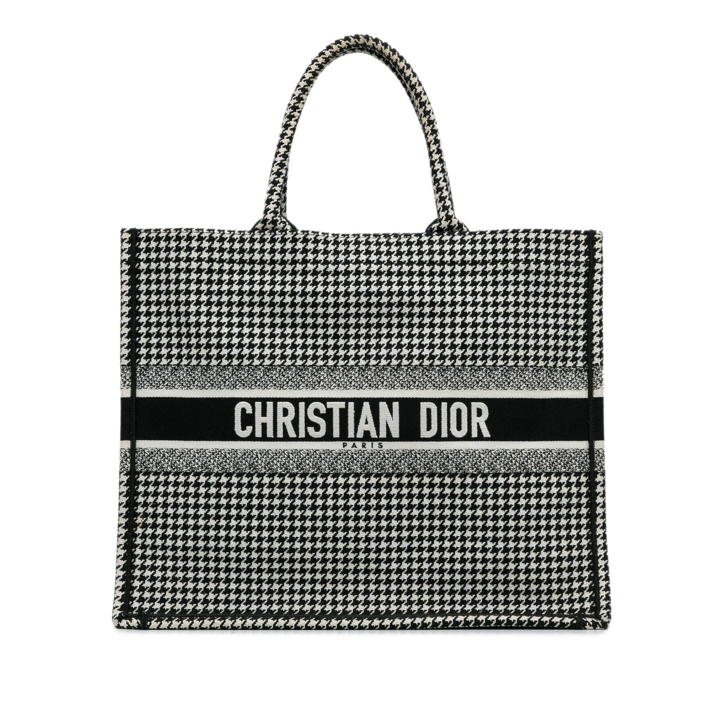 Dior Large Houndstooth Embroidered Book Tote (SHG-i71xOC)