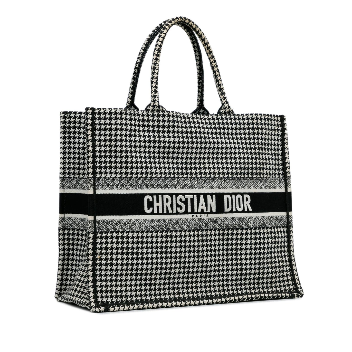 Dior Large Houndstooth Embroidered Book Tote (SHG-i71xOC)