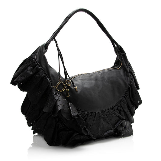 Dior Leather Gypsy Ruffles Large Hobo (SHF-19853)