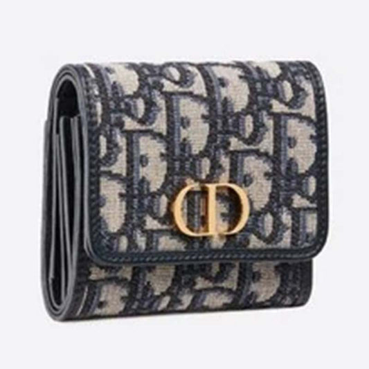 Dior Unisex 30 Montaigne Lotus Wallet Blue Dior Oblique Jacquard