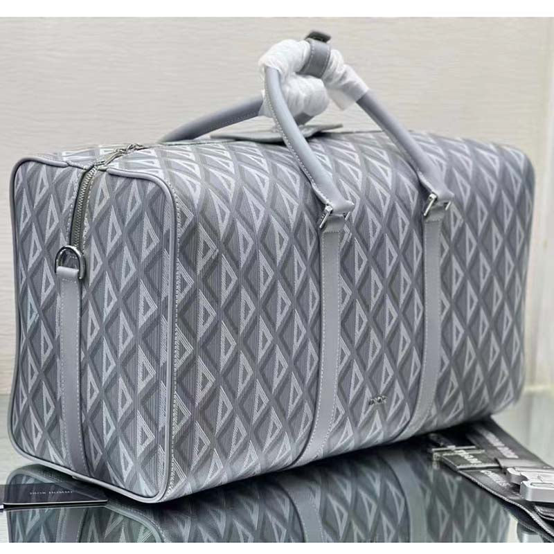 Dior Unisex CD Lingot 50 Duffle Bag Gray CD Diamond Canvas