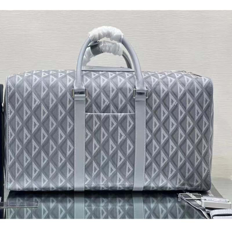 Dior Unisex CD Lingot 50 Duffle Bag Gray CD Diamond Canvas