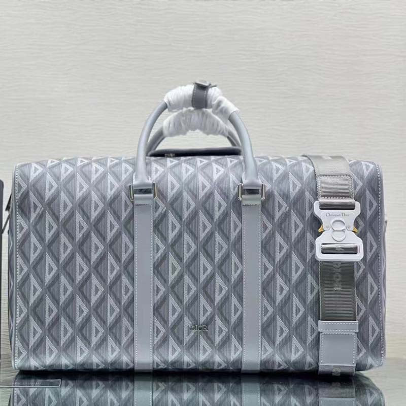 Dior Unisex CD Lingot 50 Duffle Bag Gray CD Diamond Canvas