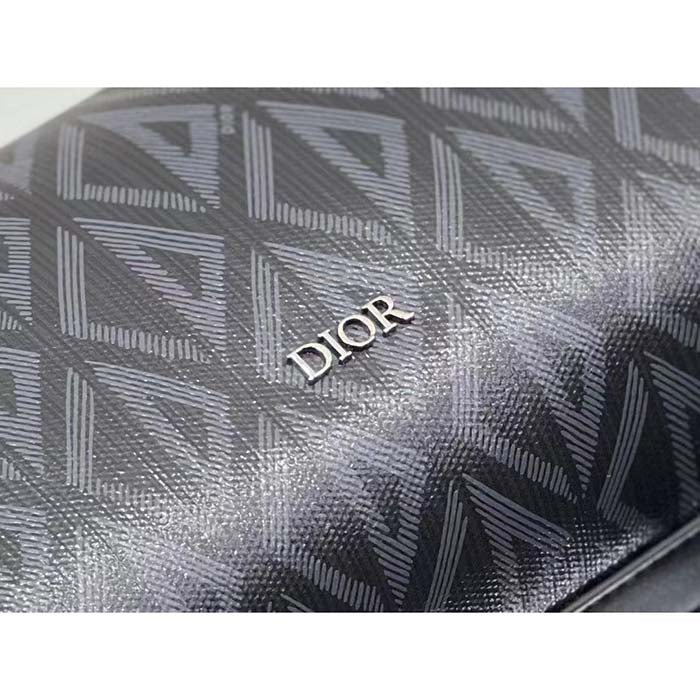 Dior Unisex CD Lingot Pouch Black CD Diamond Canvas Smooth Calfskin