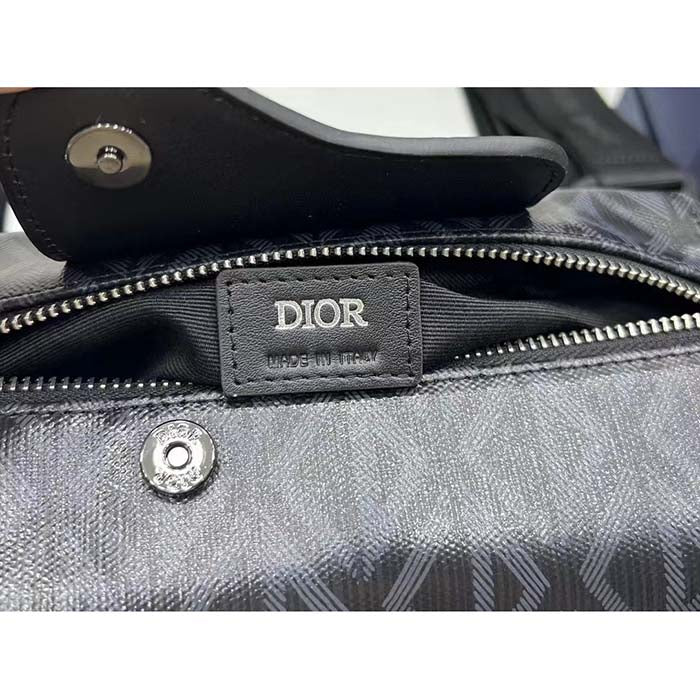 Dior Unisex CD Lingot Pouch Black CD Diamond Canvas Smooth Calfskin