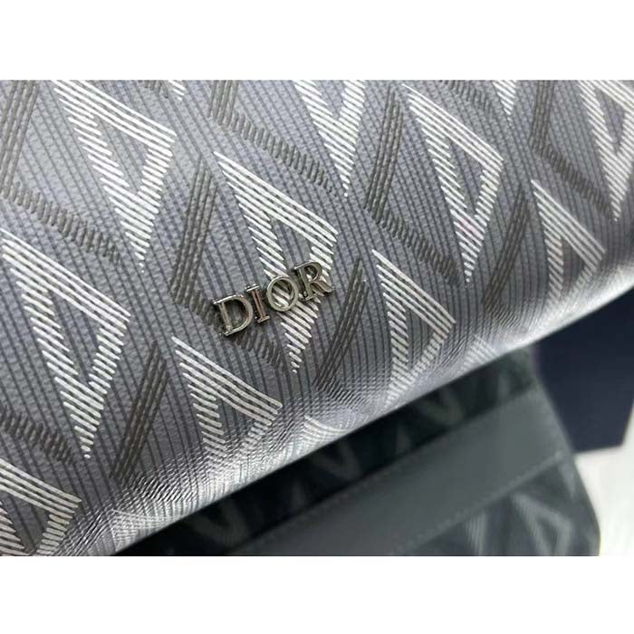 Dior Unisex CD Lingot Pouch Gray CD Diamond Canvas Smooth Calfskin