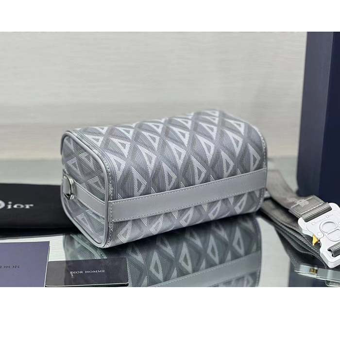 Dior Unisex CD Lingot Pouch Gray CD Diamond Canvas Smooth Calfskin