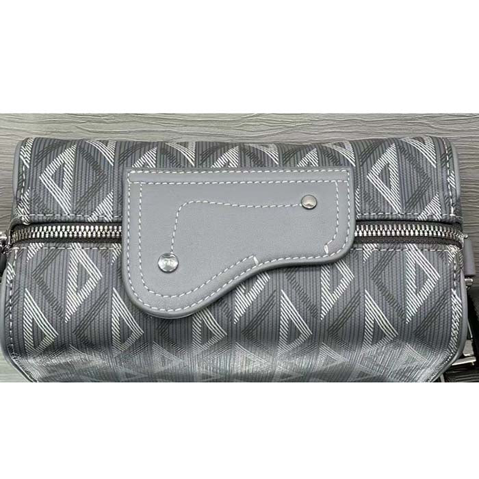 Dior Unisex CD Lingot Pouch Gray CD Diamond Canvas Smooth Calfskin