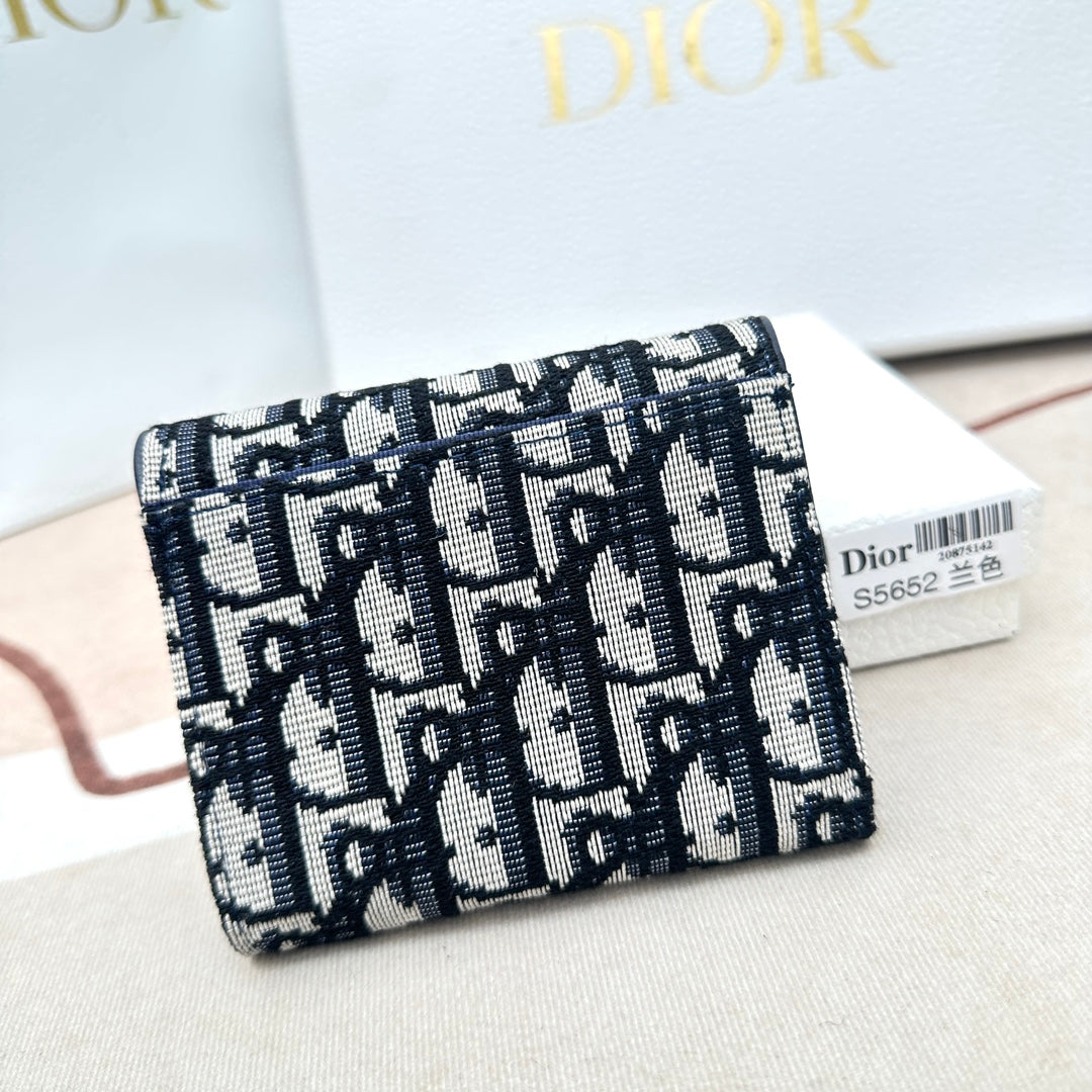 Dior Unisex CD Saddle Lotus Wallet Blue Dior Oblique Jacquard