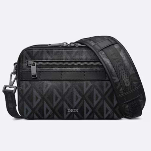 Dior Unisex CD Safari Bag with Strap Black CD Diamond Canvas