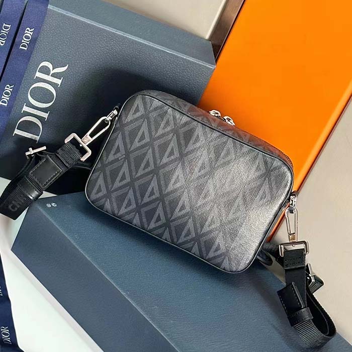 Dior Unisex CD Safari Bag with Strap Black CD Diamond Canvas