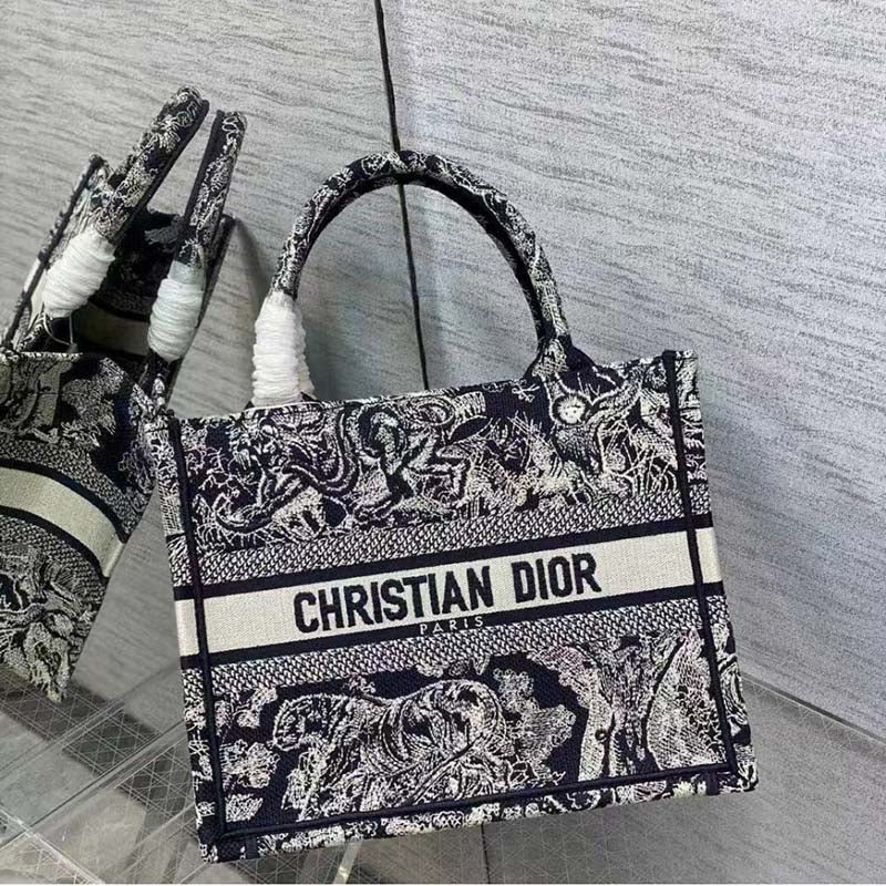 Dior Unisex CD Small Dior Book Tote Blue Toile De Jouy Reverse Embroidery