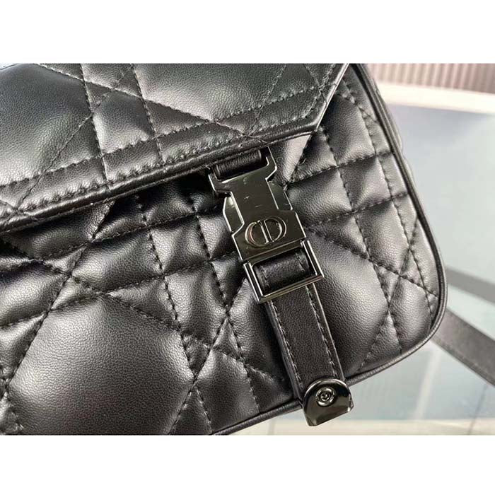 Dior Unisex CD Small Diorcamp Bag Black Macrocannage Calfskin