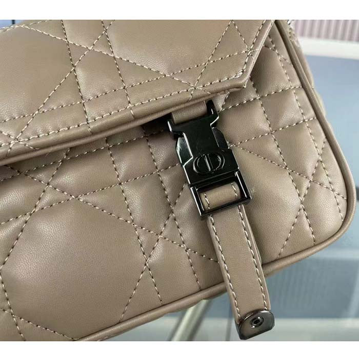 Dior Unisex CD Small Diorcamp Bag Hazelnut Macrocannage Calfskin