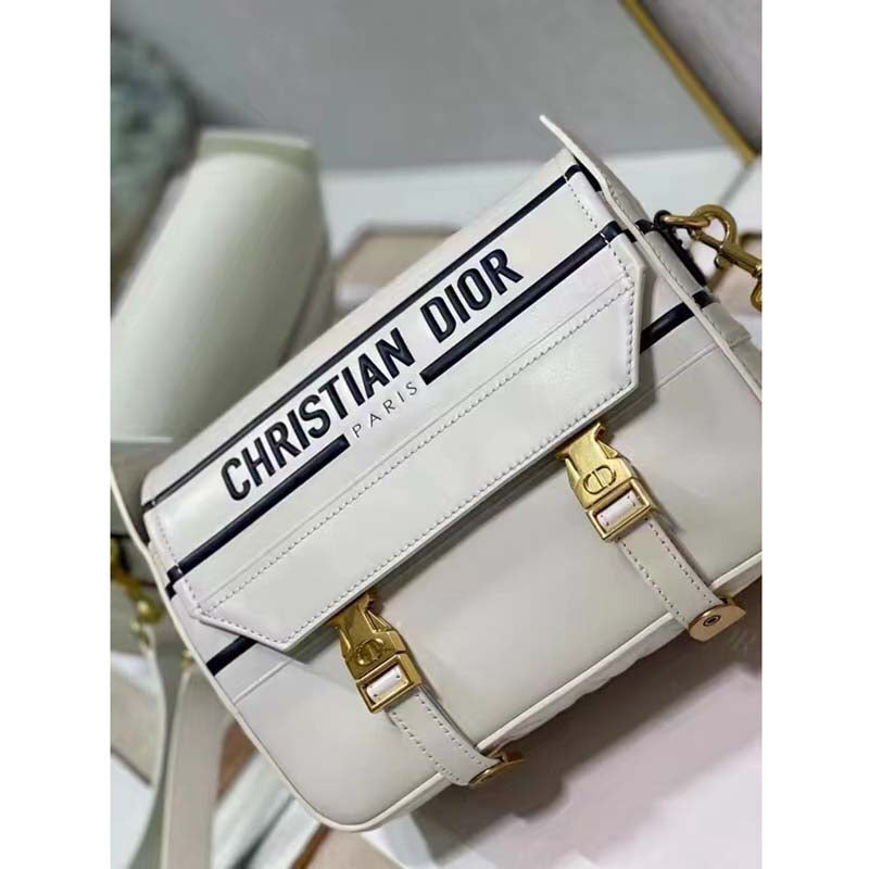 Dior Unisex CD Small Diorcamp Bag White Blue Smooth Calfskin