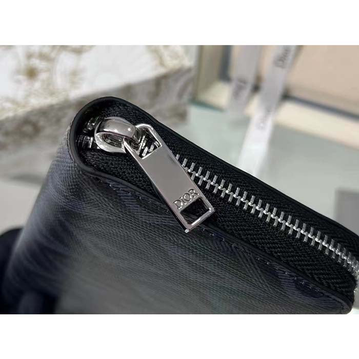 Dior Unisex CD Zipped Long Wallet Black CD Diamond Canvas