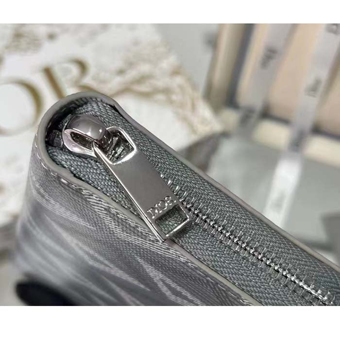 Dior Unisex Zipped Long Wallet Dior Gray CD Diamond Canvas