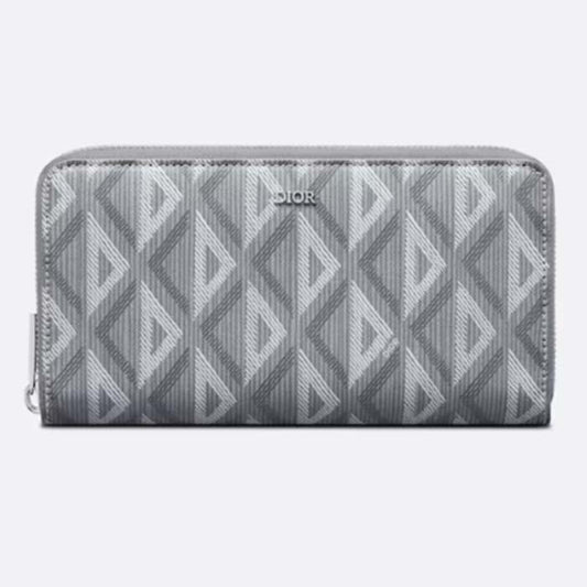 Dior Unisex Zipped Long Wallet Dior Gray CD Diamond Canvas