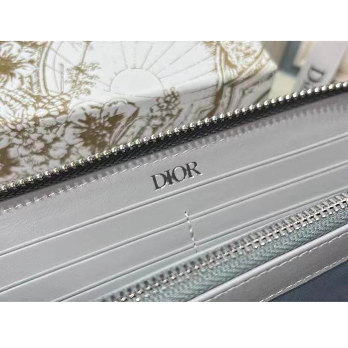 Dior Unisex Zipped Long Wallet Dior Gray CD Diamond Canvas