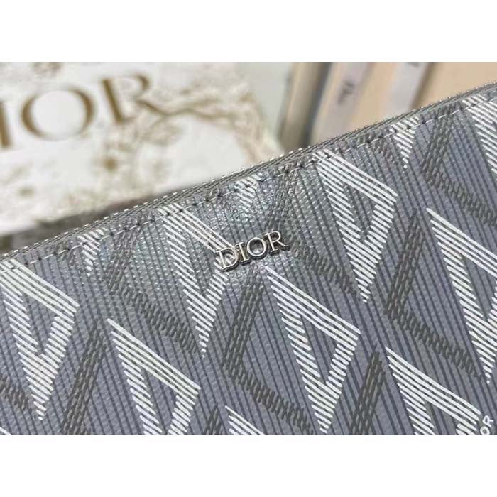 Dior Unisex Zipped Long Wallet Dior Gray CD Diamond Canvas