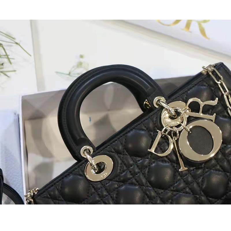 Dior Women CD Lady D-Joy Bag Black Cannage Lambskin