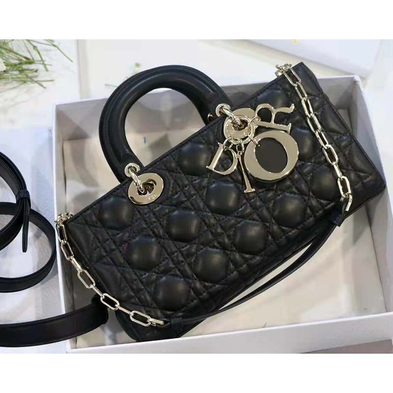 Dior Women CD Lady D-Joy Bag Black Cannage Lambskin