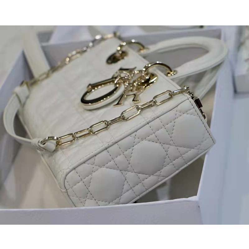 Dior Women CD Lady D-Joy Bag Latte Cannage Lambskin