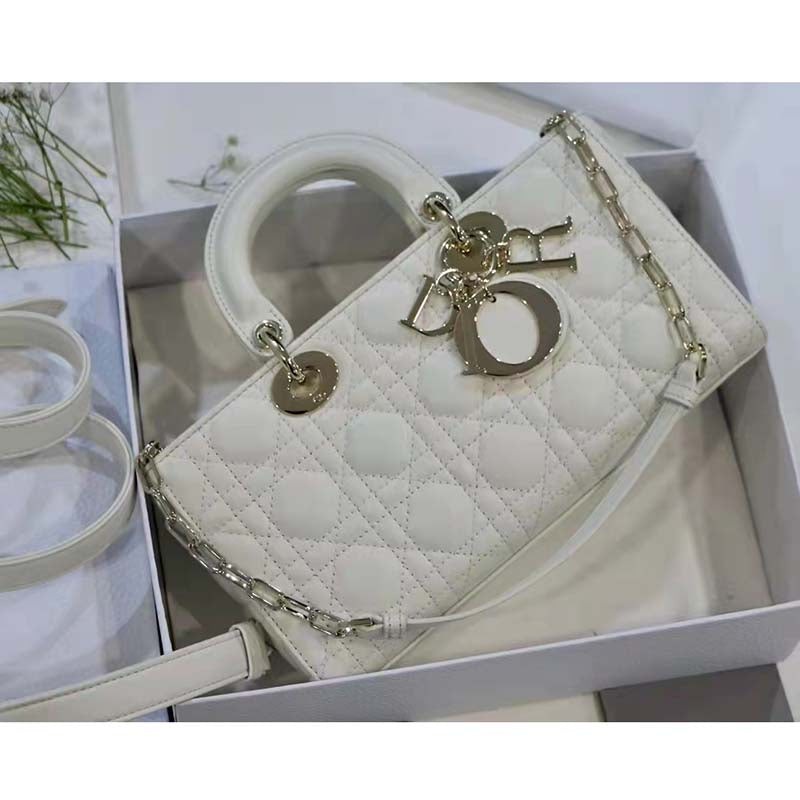 Dior Women CD Lady D-Joy Bag Latte Cannage Lambskin