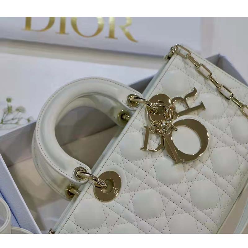 Dior Women CD Lady D-Joy Bag Latte Cannage Lambskin