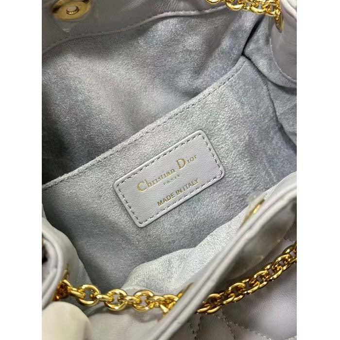 Dior Women CD Large Ammi Bag Ethereal Gray Supple Macrocannage Lambskin